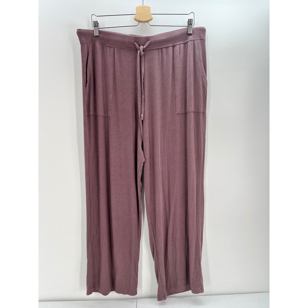 Softies Womens XL Mauve Purple Modal Spandex Wide Leg Lounge Pants Drawstring